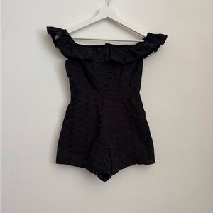 Kimchi Blue Black Off-Shoulder Eyelet Romper